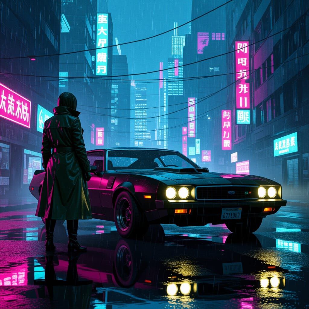 Judge Anderson in Neon City with Hovercar