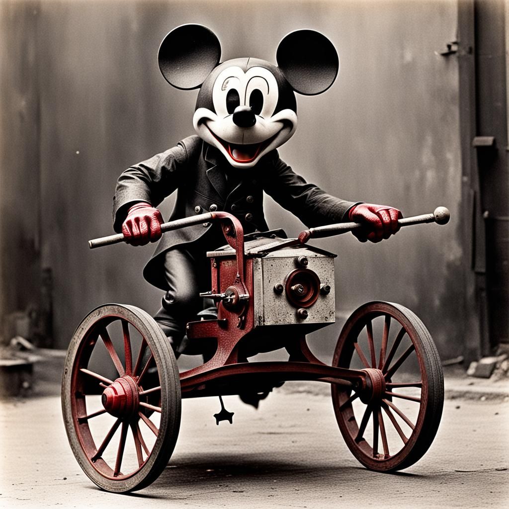 Sinister 1920s Cartoon Mouse Turning a Wheel