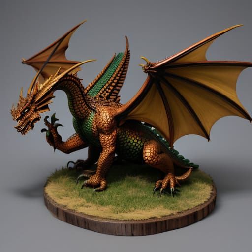 Stylized Carved Wooden Dragon Sculpture