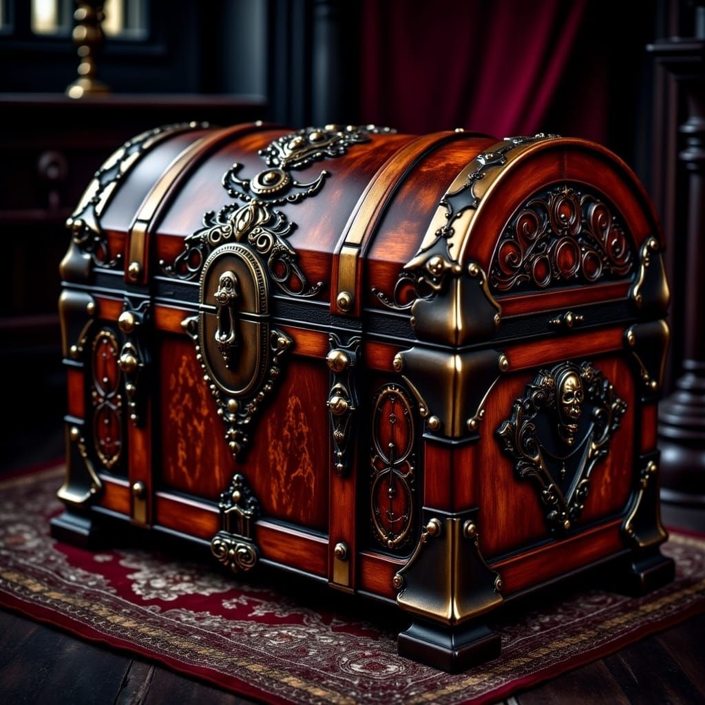 Ornate Gothic Chest with Carved Details