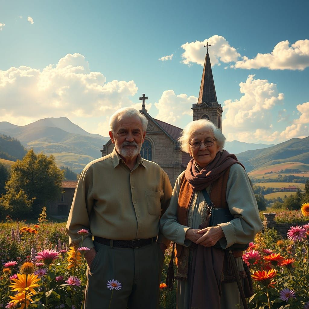 French Heritage Family Standing Together in Golden Light