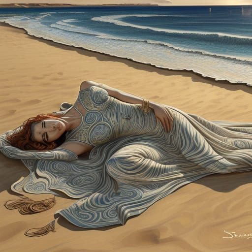 Surreal Mediterranean Goddess in Dreamlike Expressionist Art