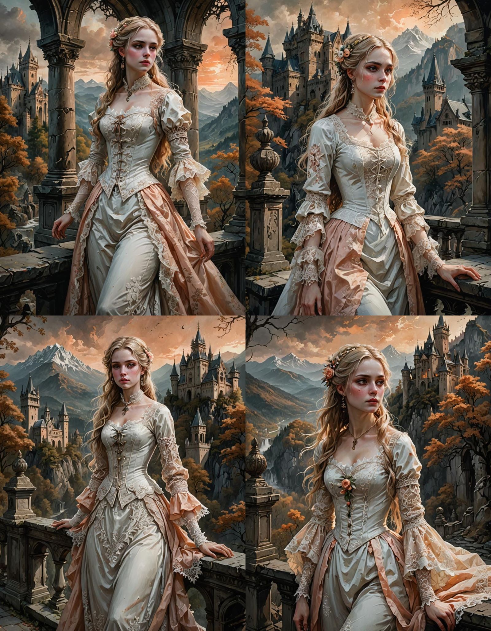 Gothic Lady in White Lace, Dark Fantasy Art