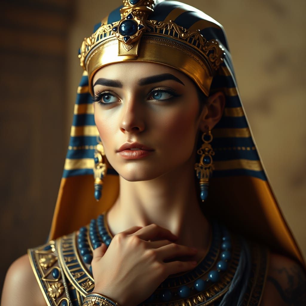 Egyptian Queen Cléopâtre VII in Regal Elegance