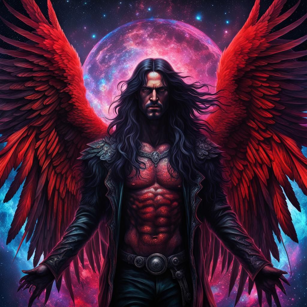 Astral Male Angel with Black Wings