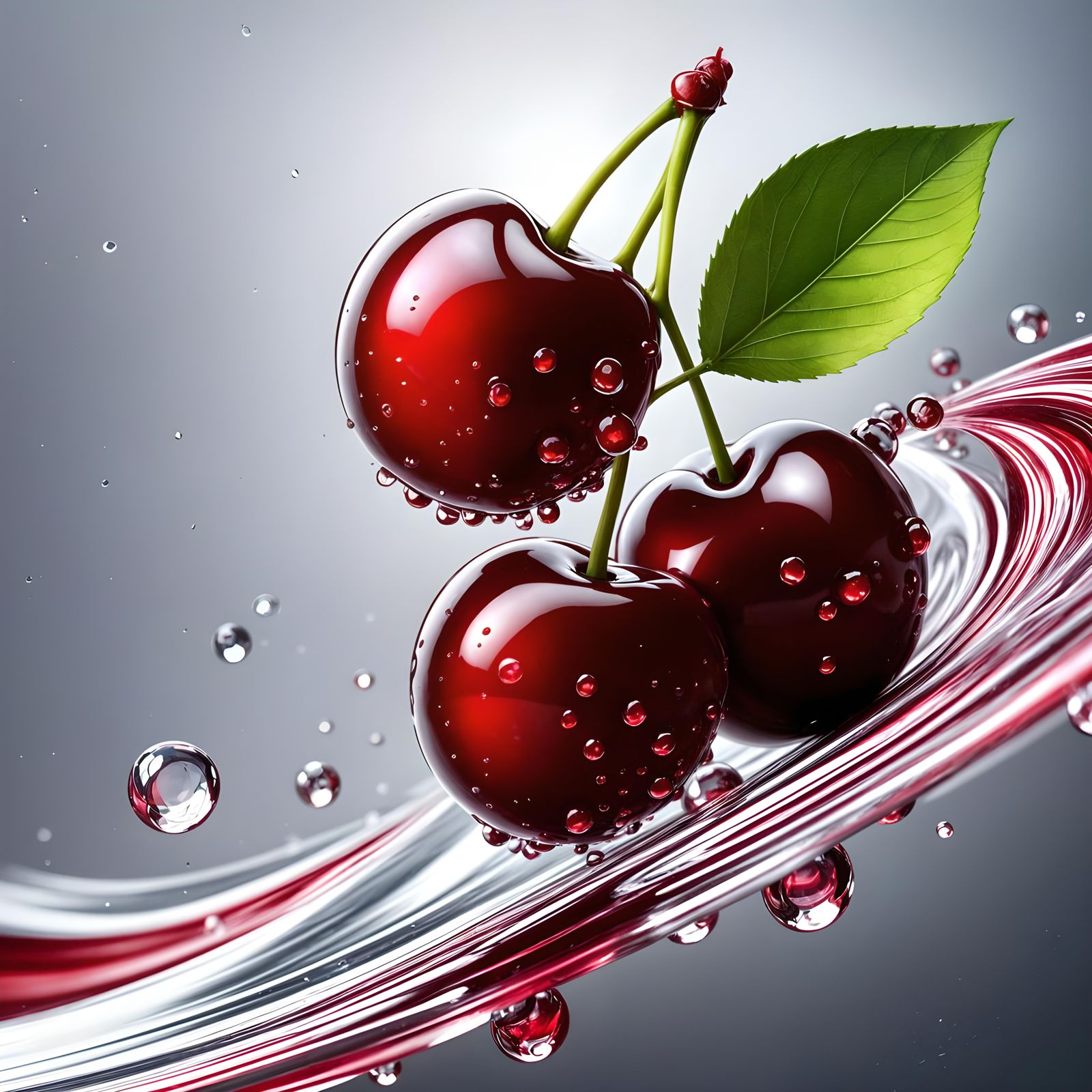 Hyper-Realistic Cherries with Raindrop in 4D