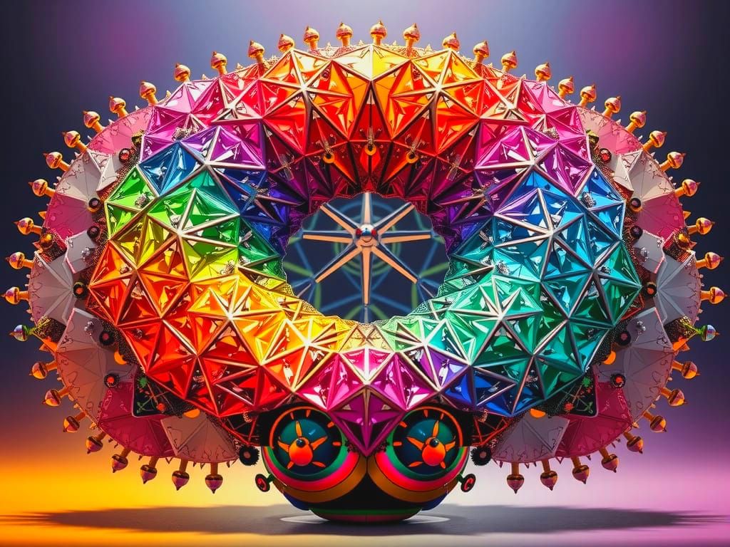 Rainbow Crystals and Clockwork in Oil Slick Colors