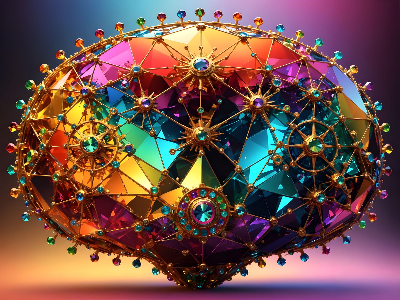 Surreal Clockwork Crystal Kaleidoscope in Vibrant Oil Slick ...