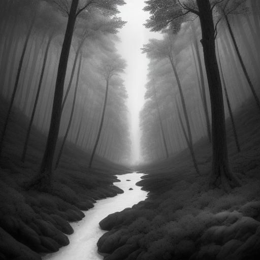 Monochrome Forest With Tall Dark Figure