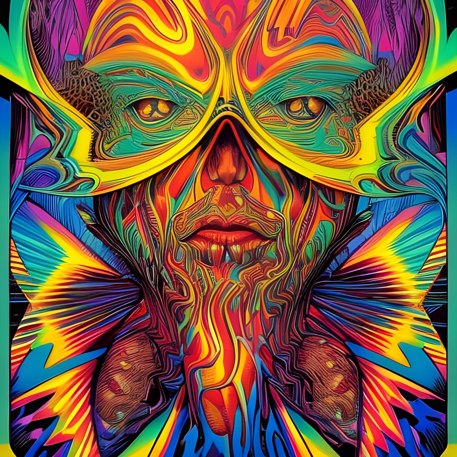 Psychedelic Mushroom Illusion in Comic Book Art