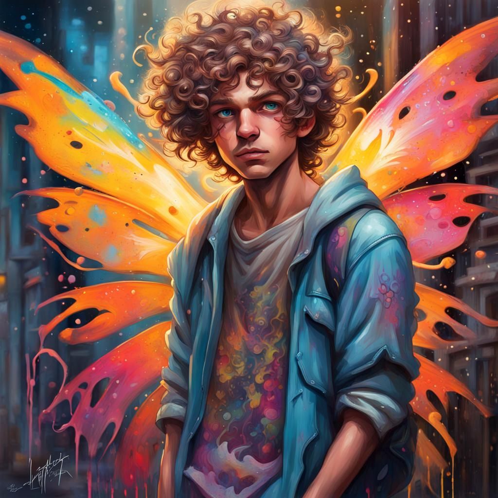 Teenage Male Fairy in Graffiti Art Style
