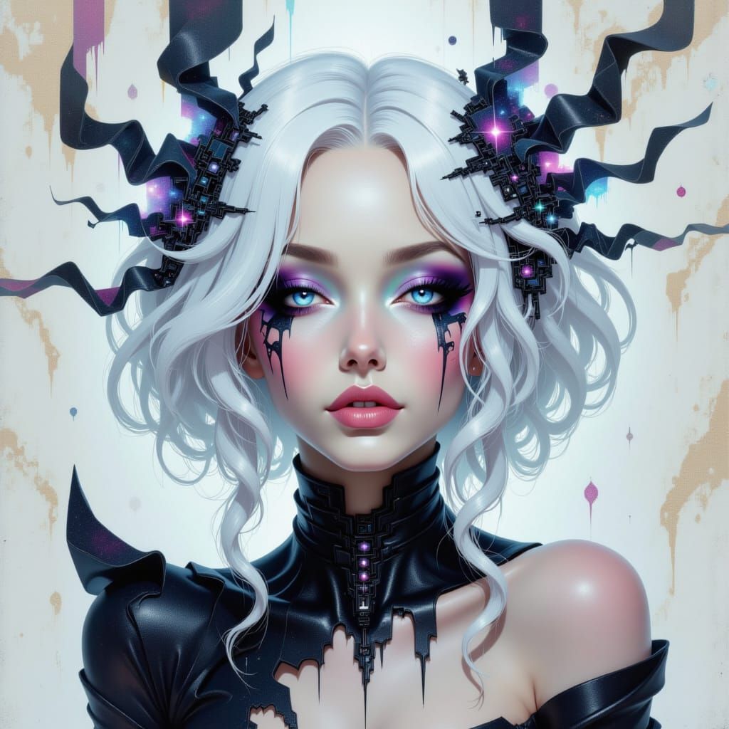 Portrait of Woman with White Hair