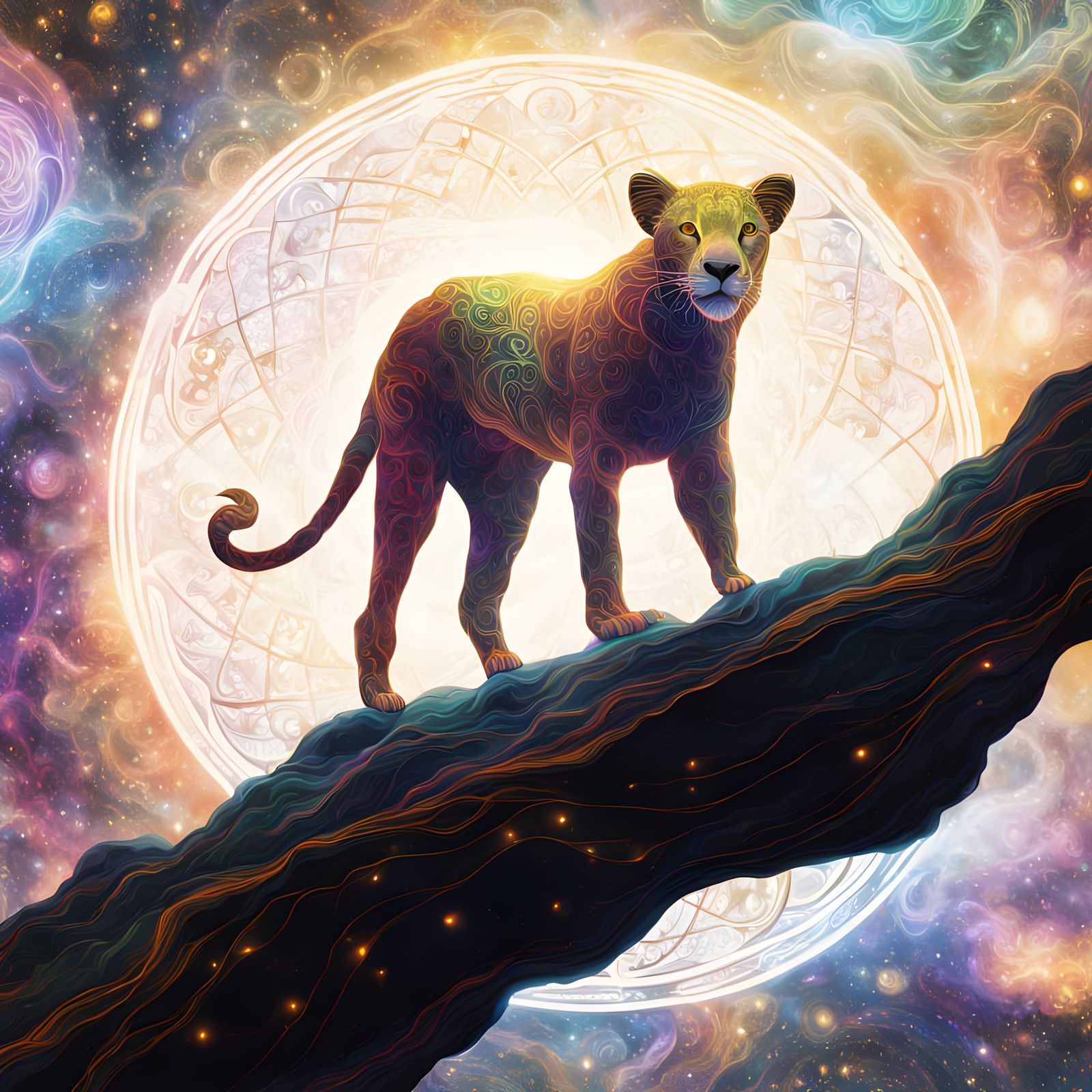 Cosmic Astral Mixed Media Illustration of Life's Cycle