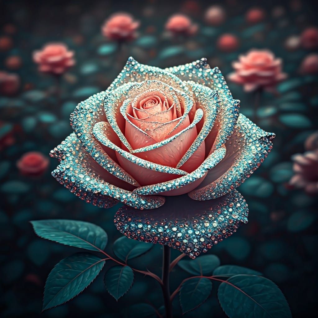 Rainbow Crystal Rose in Twilight Garden