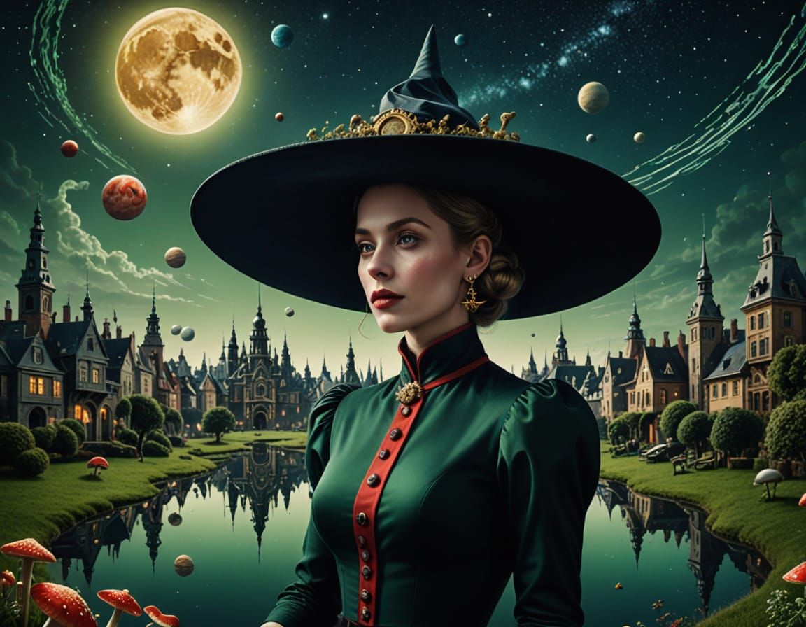 Surreal Milky Way Cityscape in Heironimus Bosch Style