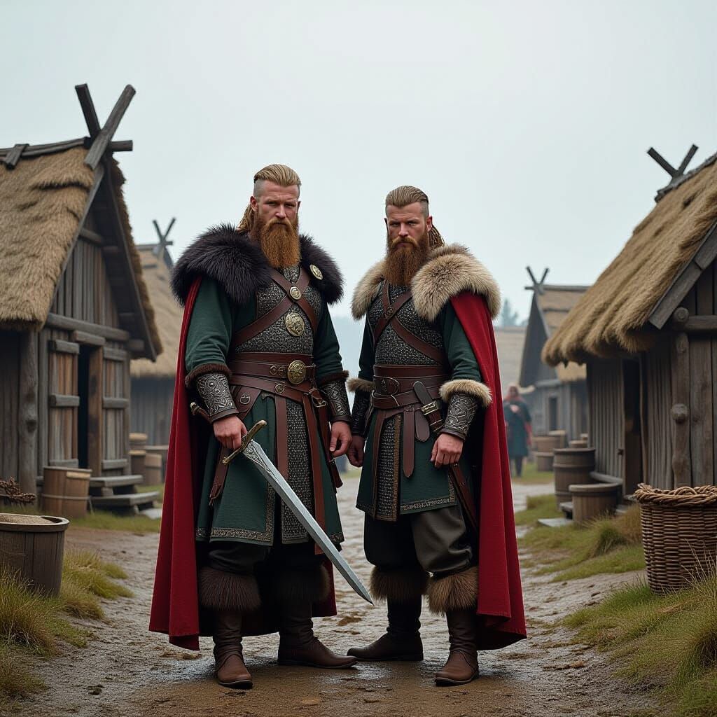 King Harald and Athelstan in Norse Village Art