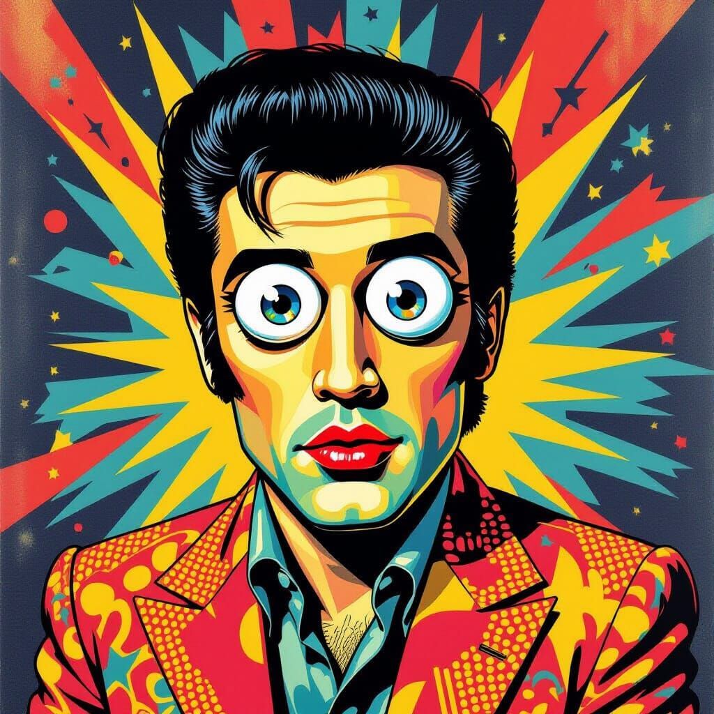 Elvis Caricature in Bold Pop Art Style