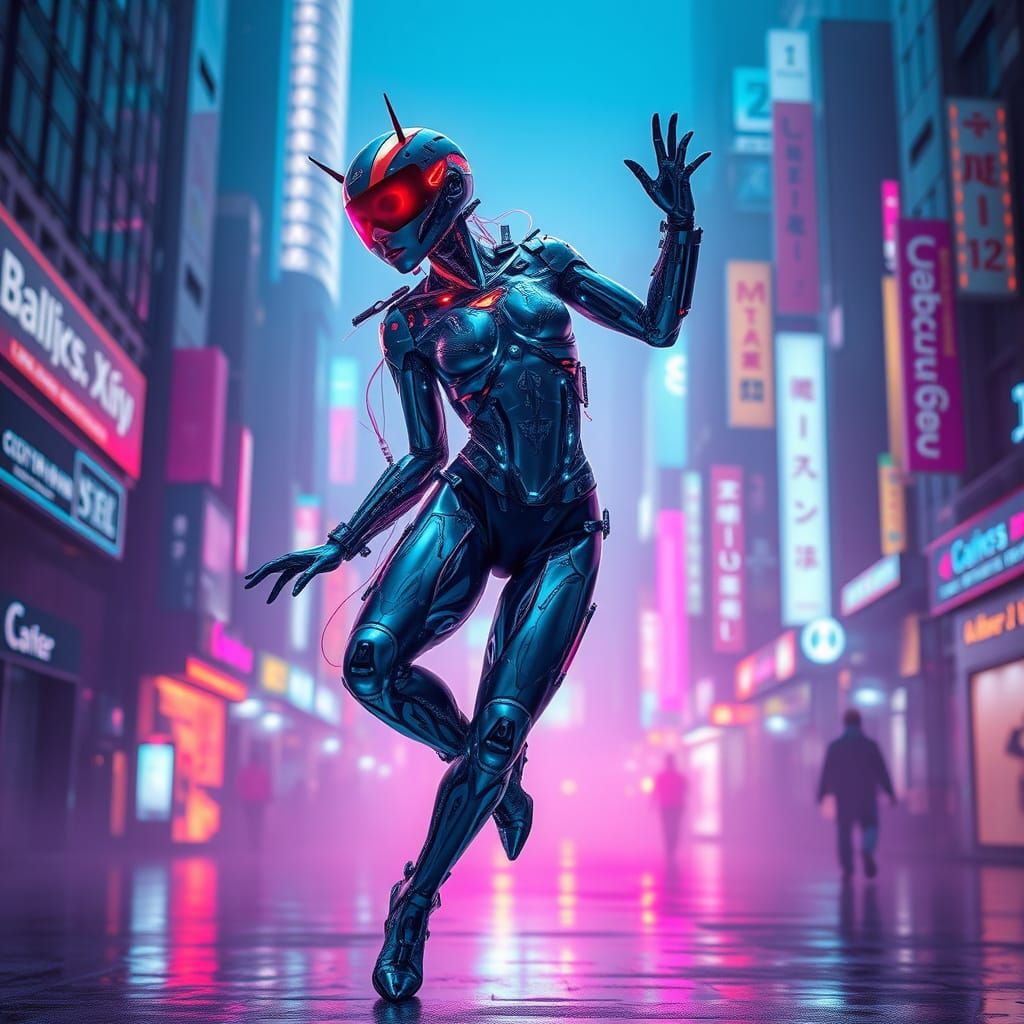 Cyberpunk Dancer in Neon Metropolis