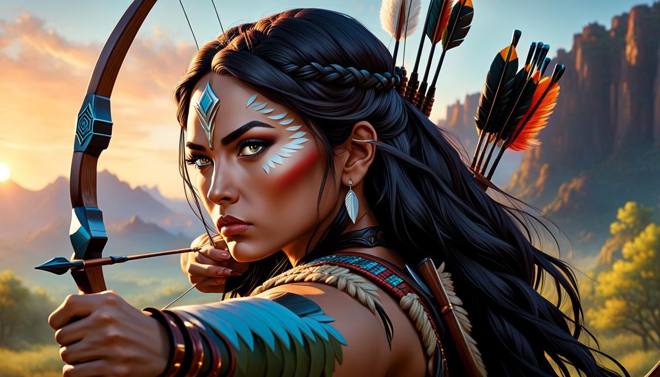 Native American Archer at Magic Hour