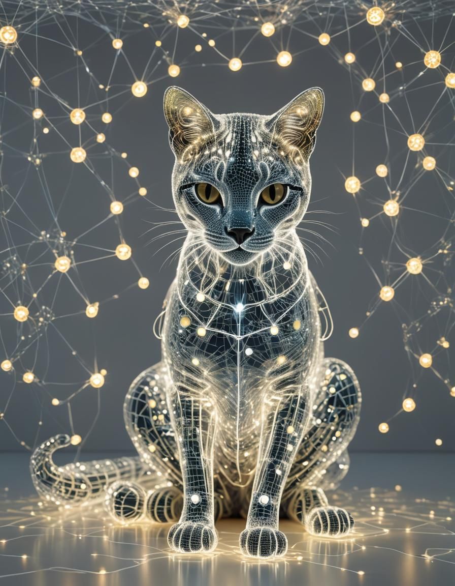 Holographic Cat Projection in Kusama Style