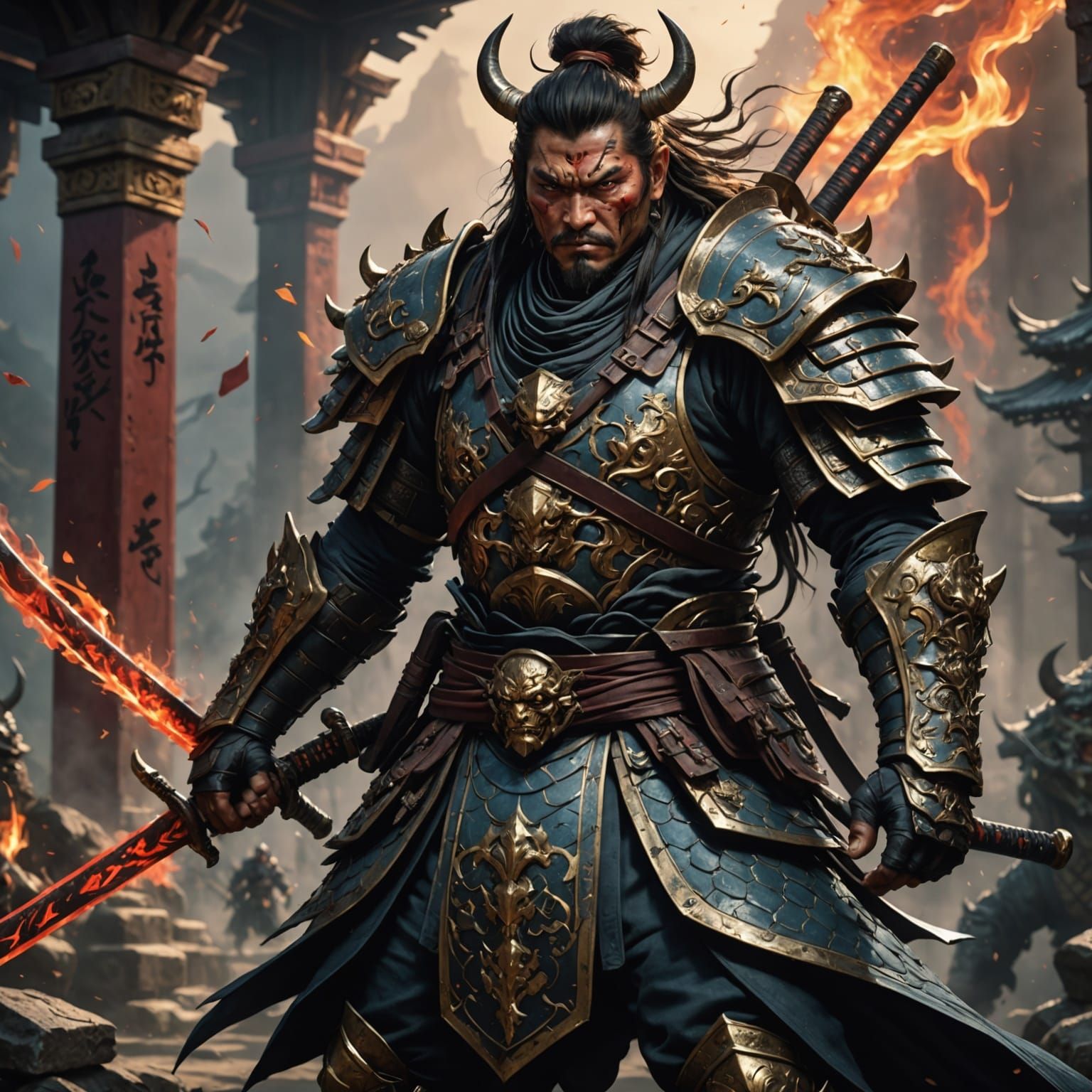 Dark Fantasy Demon Samurai in Epic Cinematic Masterpiece