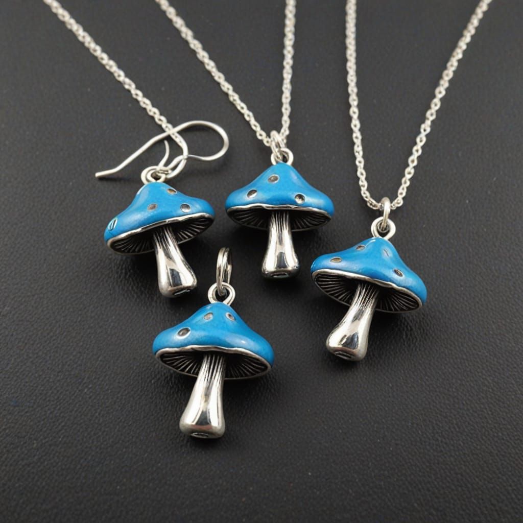 Sterling blue mushroom jewelry
