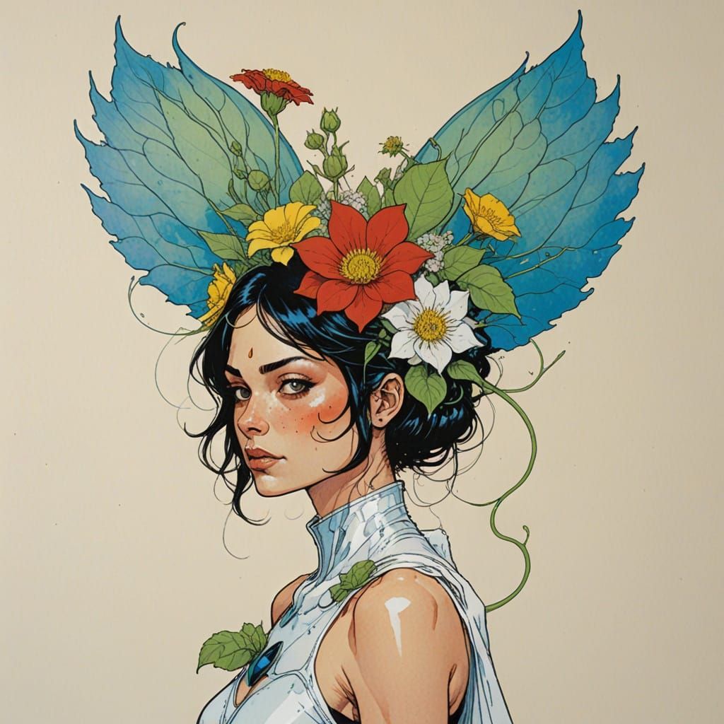 Ethereal Marvel Superheroine in Floral Alien Form