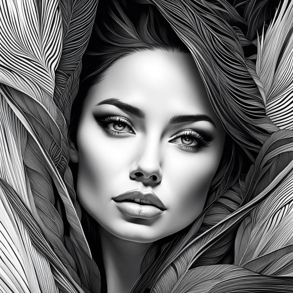 Striking Minimalist Portrait of Woman in Black and White