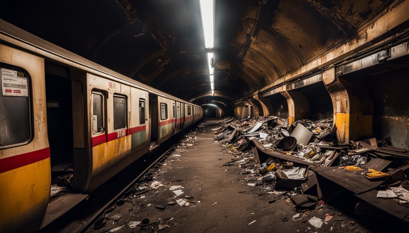Abandoned Underground Metro Station with Graffiti
