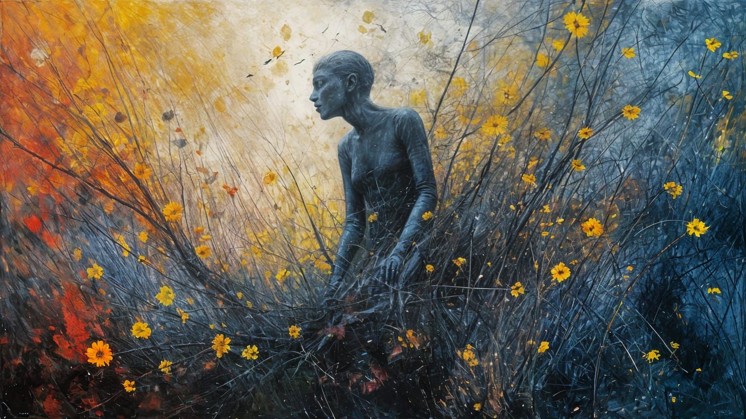 Abstract Oil Painting in Richter Style