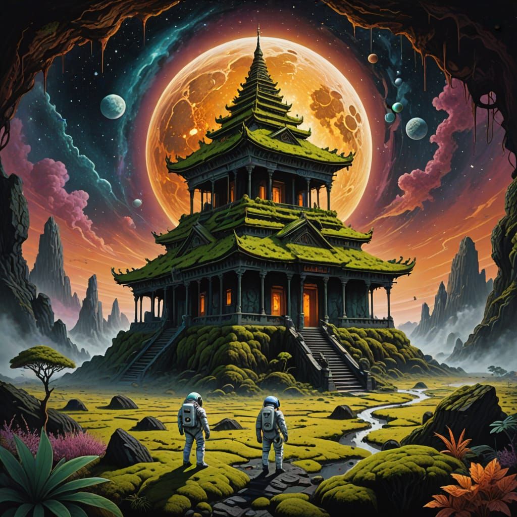 Ancient Cosmic Temple on an Alien Moon