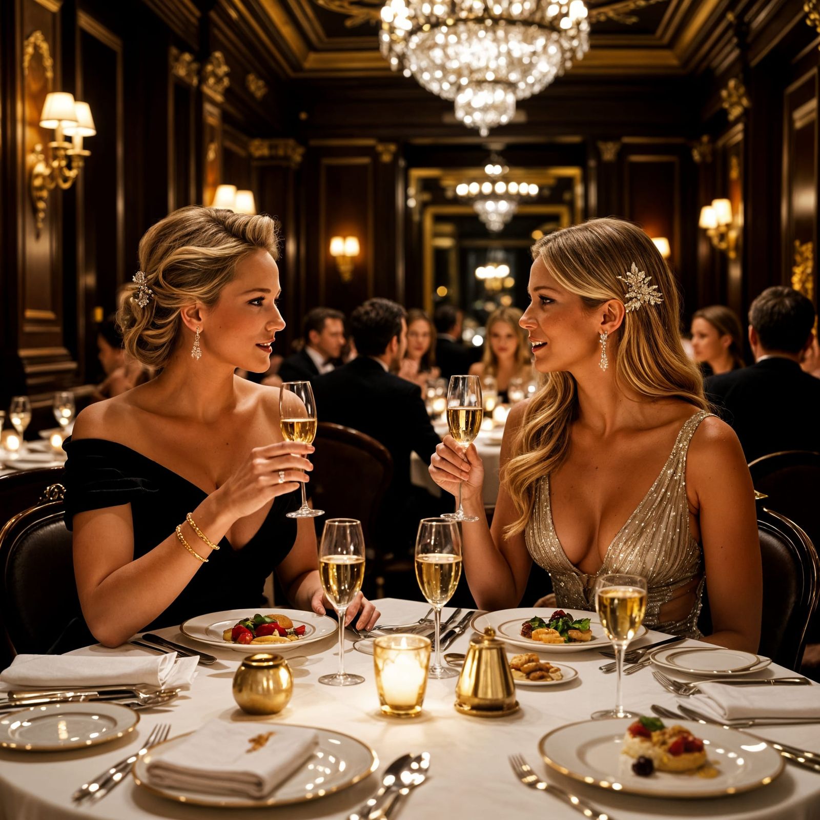 Jennifer Lawrence and Blake Lively at Upscale Restaurant