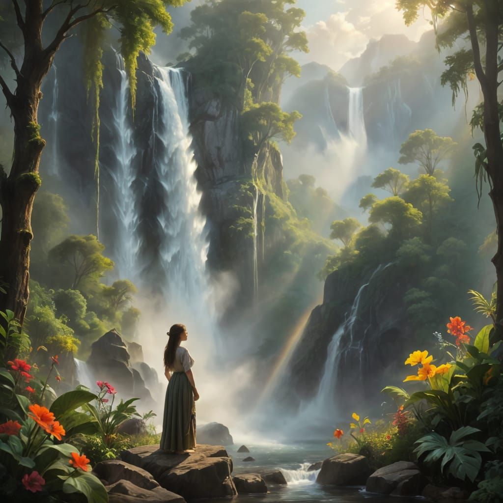 Tumbling Waterfalls in a Tropical Paradise