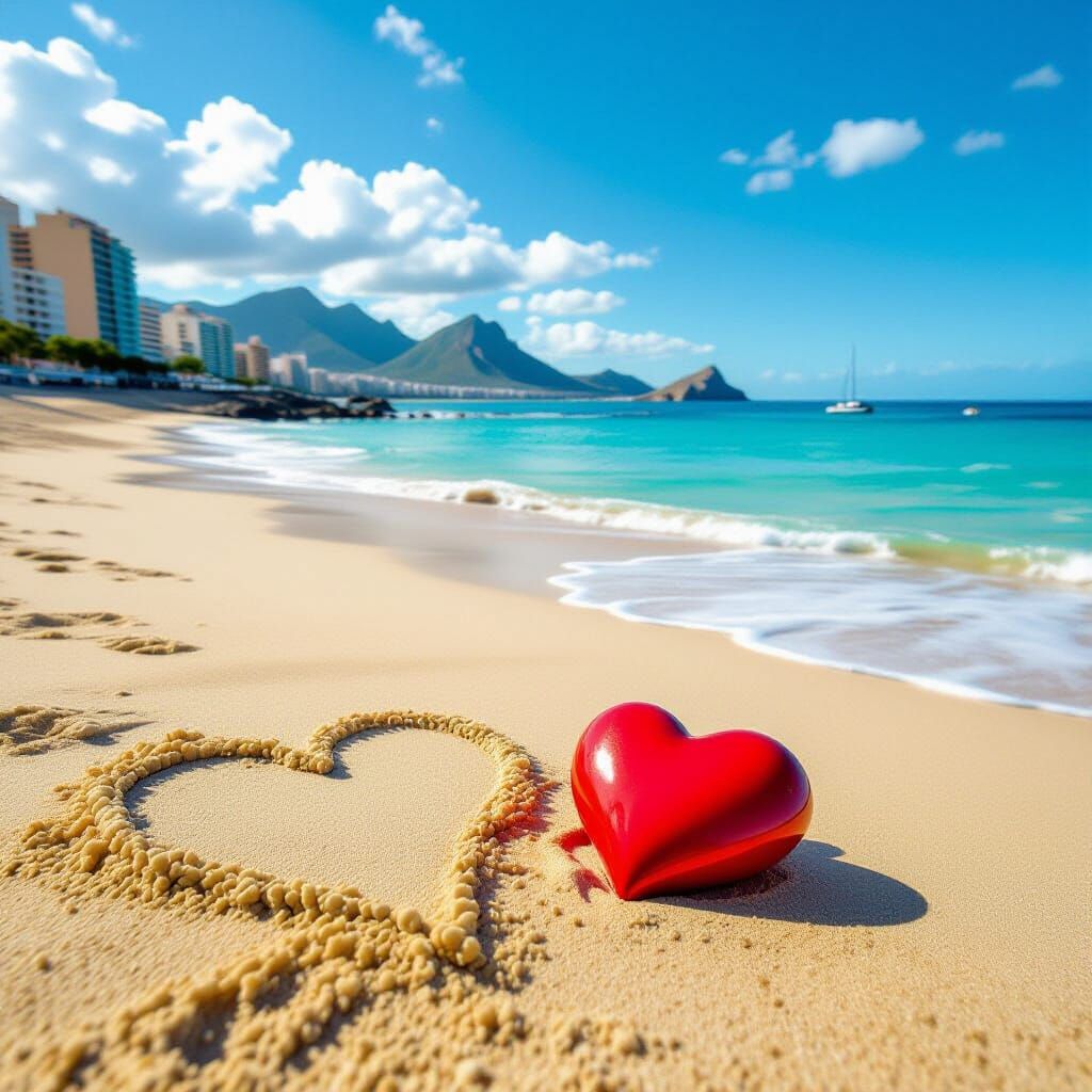 Sad Heart Longs for Love on Las Canteras Beach