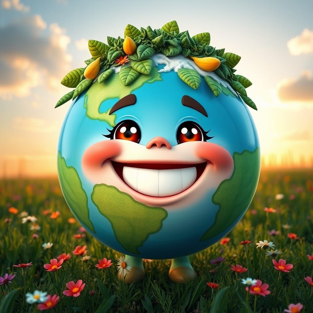 earth planet cute funny character