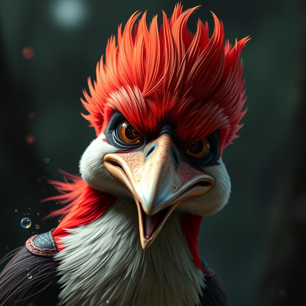 Detailed Woody Woodpecker Portrait in Fantasy Style