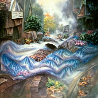 Ethereal Chevron Brook in Kinkade Style