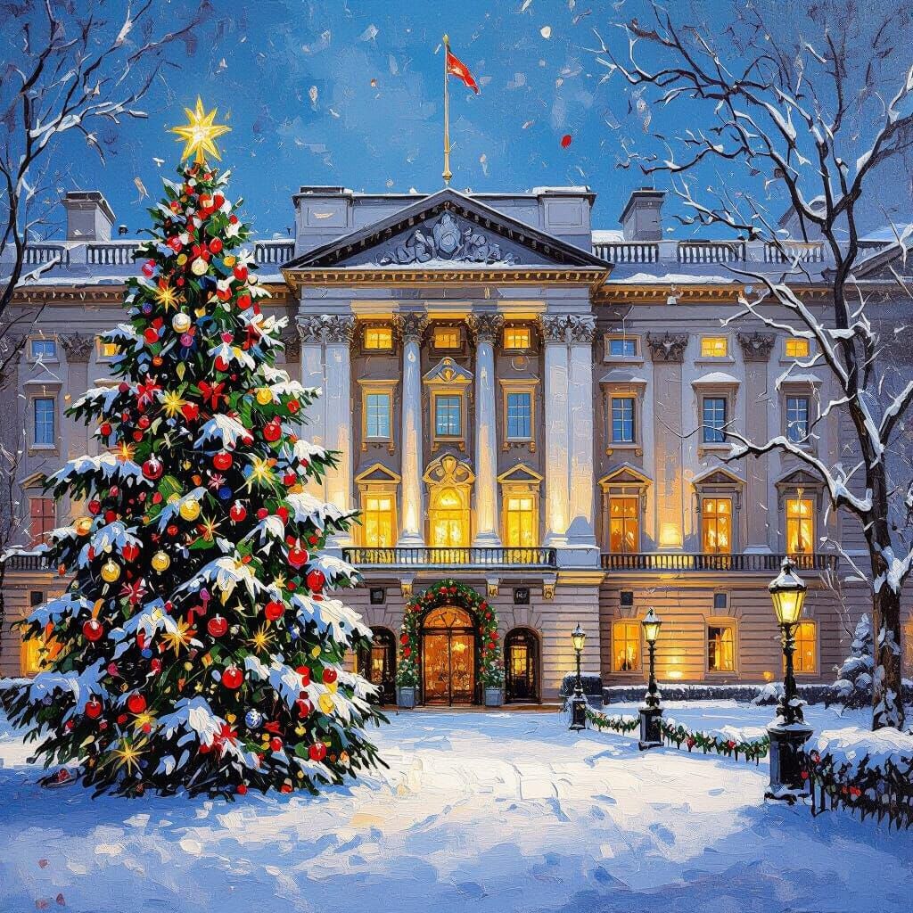 Charming Christmas at Buckingham Palace Oil Painting