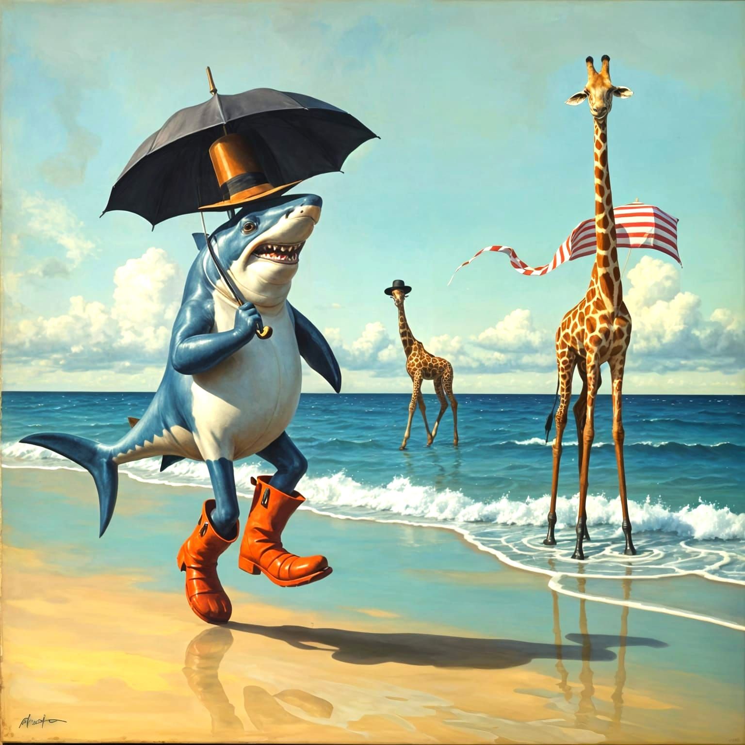 Surrealist Beach Scene in the Style of Salvador Dali