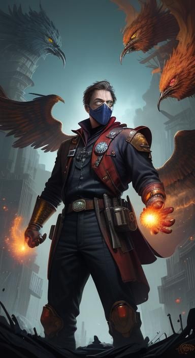 Phoenix Mechanic Portrait in Comic Book Style