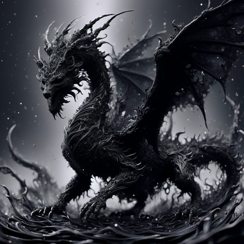 Dark Goth Dire Dragon in Noir Surrealism