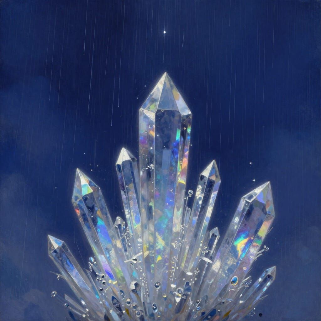 Surreal Crystal Rain with Prismatic Colors