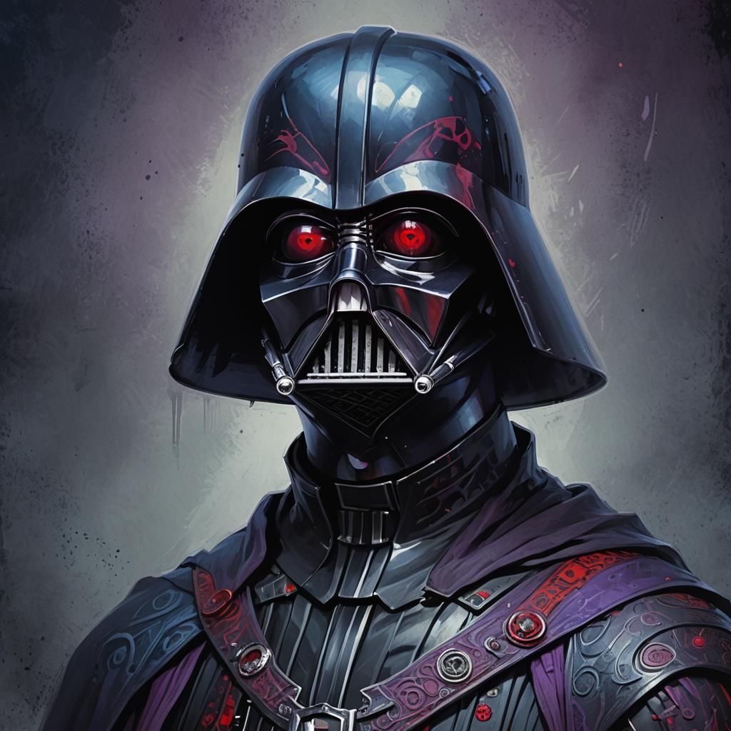 Whimsical Gothic Portrait of Darth Vader as Matte Painting