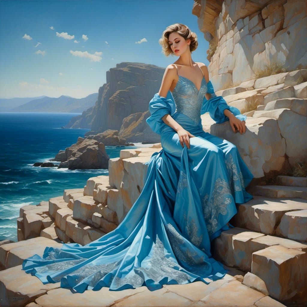 Fractal Art Portrait of Beauty by the Sea