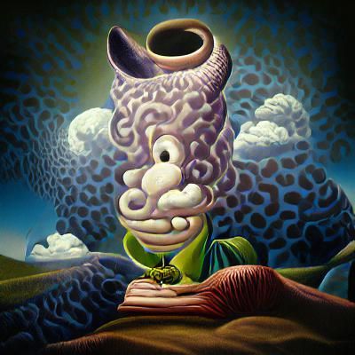 Surreal Cartoon Landscape in Jim Woodring Style