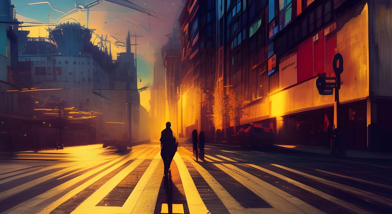 Street Photography, intricately detailed Greg Rutkowski split-complementary colors hyperrealism mixed media panorama Lig...