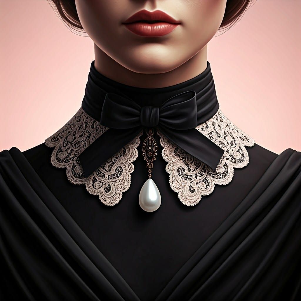Elegant Woman in Velvet-Inspired Digital Realism with Lace a...