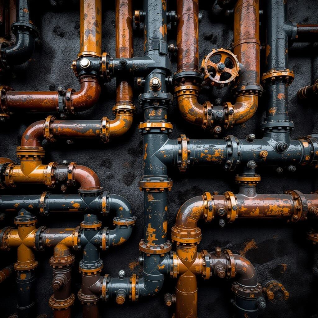 Intricate Pattern of Industrial Pipes