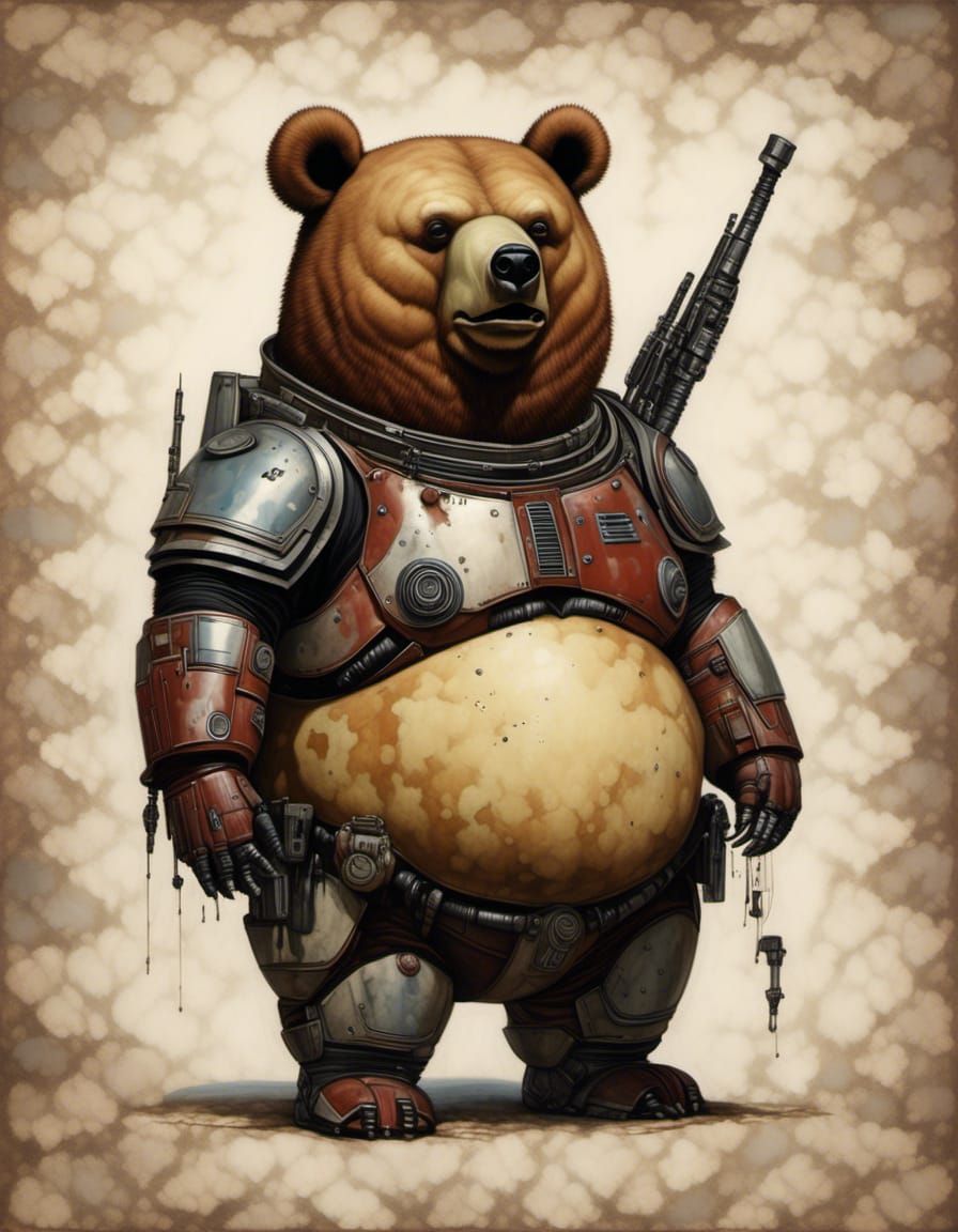Obese Bear Mandalorian Portrait