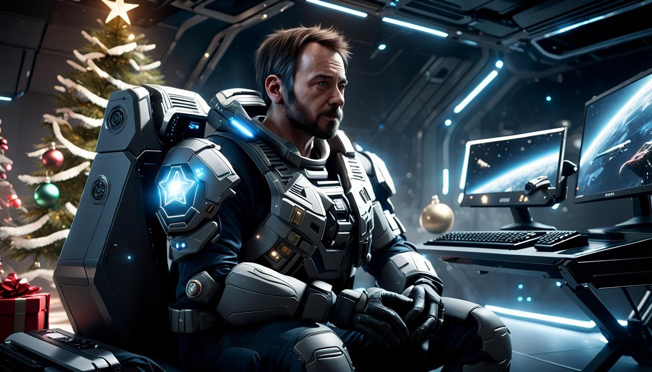 Christmas Gamer Immersed in Star Citizen: 8K Ray Tracing